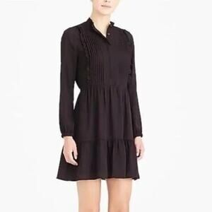 JCrew Mercantile Pintuck Ruffle Bib Dress 2 | Black Chiffon Goth Victorian Mini